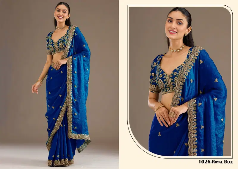 Zeel Shahi Rang Tissue With Sequecne Worked Saree Collection