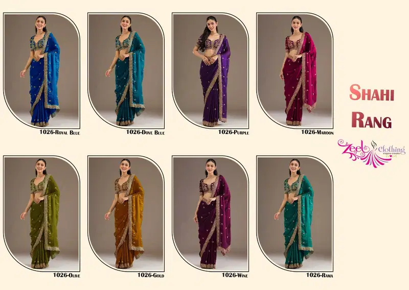 Zeel Shahi Rang Tissue With Sequecne Worked Saree Collection
