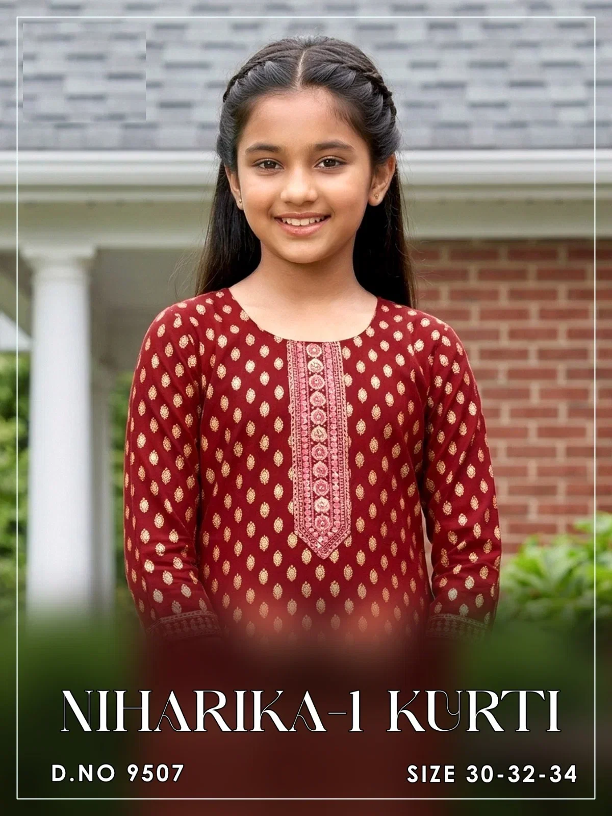 Niharika 9507 And 9508 Rayon Printed Kids Wear Long Kurti Collection