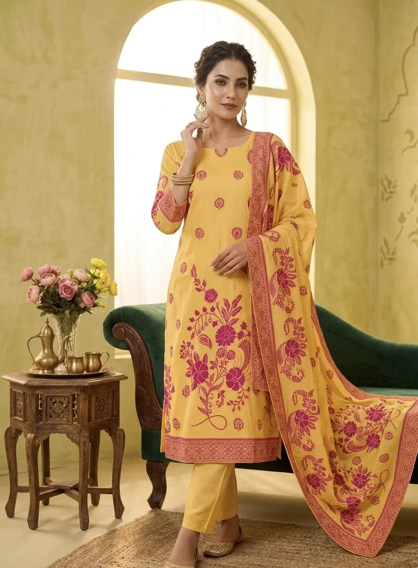 Sa Sapna Vol 1 Cotton Hand Woven Jamdani Kurti With Bottom Dupatta