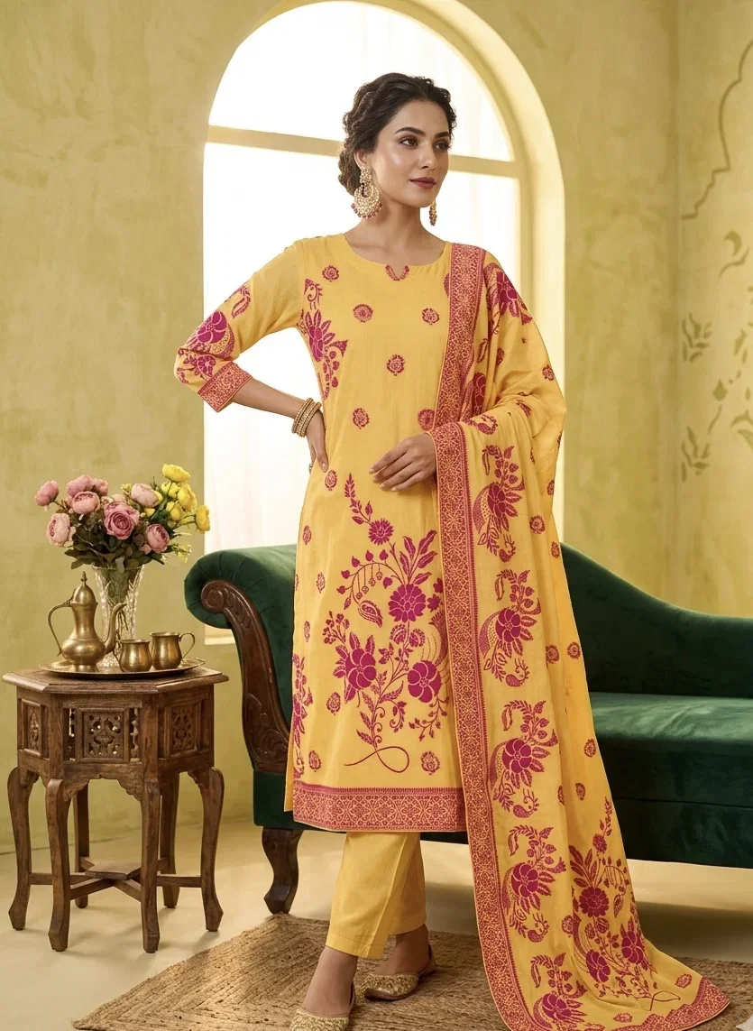 Sa Sapna Vol 1 Cotton Hand Woven Jamdani Kurti With Bottom Dupatta