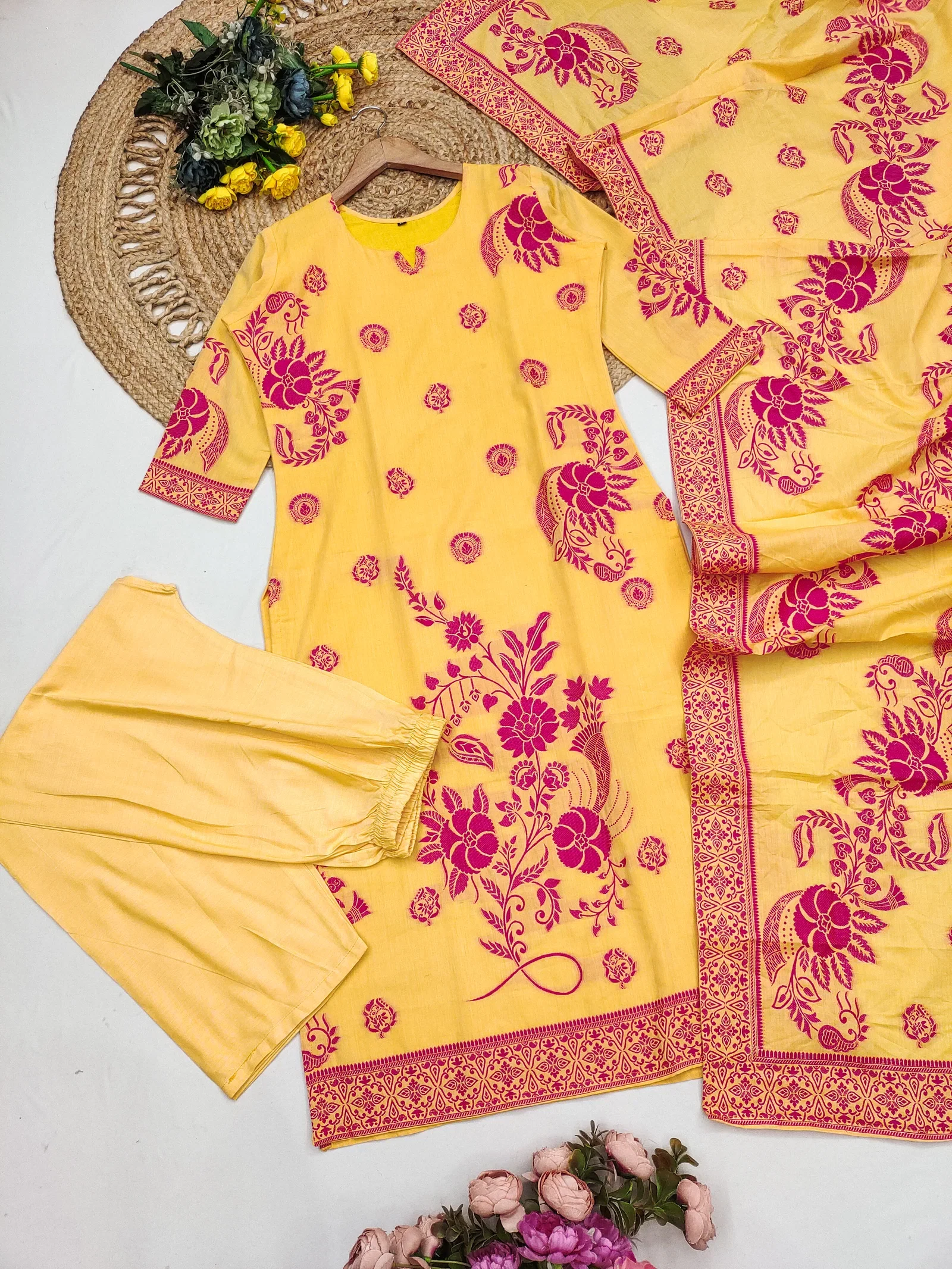 Sa Sapna Vol 1 Cotton Hand Woven Jamdani Kurti With Bottom Dupatta