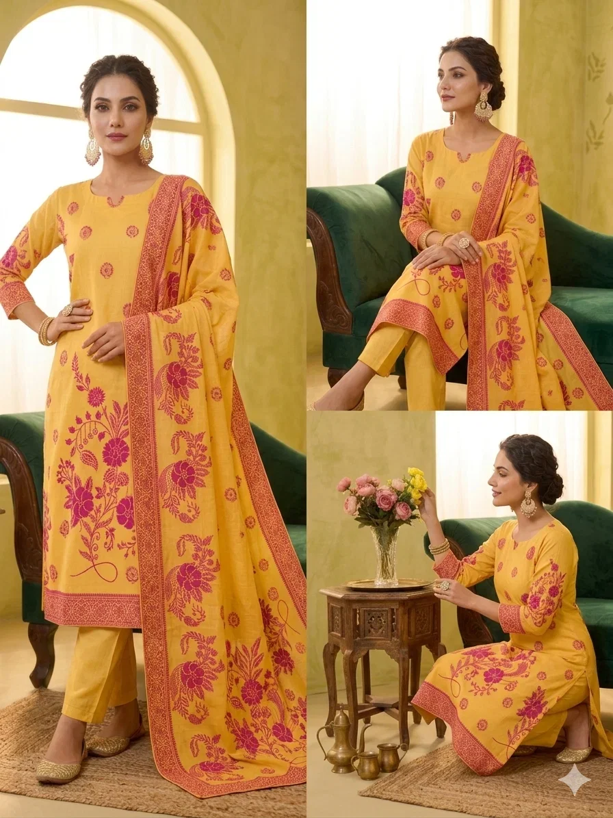Sa Sapna Vol 1 Cotton Hand Woven Jamdani Kurti With Bottom Dupatta