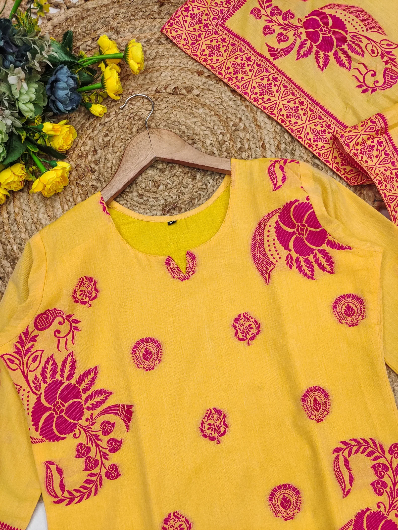 Sa Sapna Vol 1 Cotton Hand Woven Jamdani Kurti With Bottom Dupatta