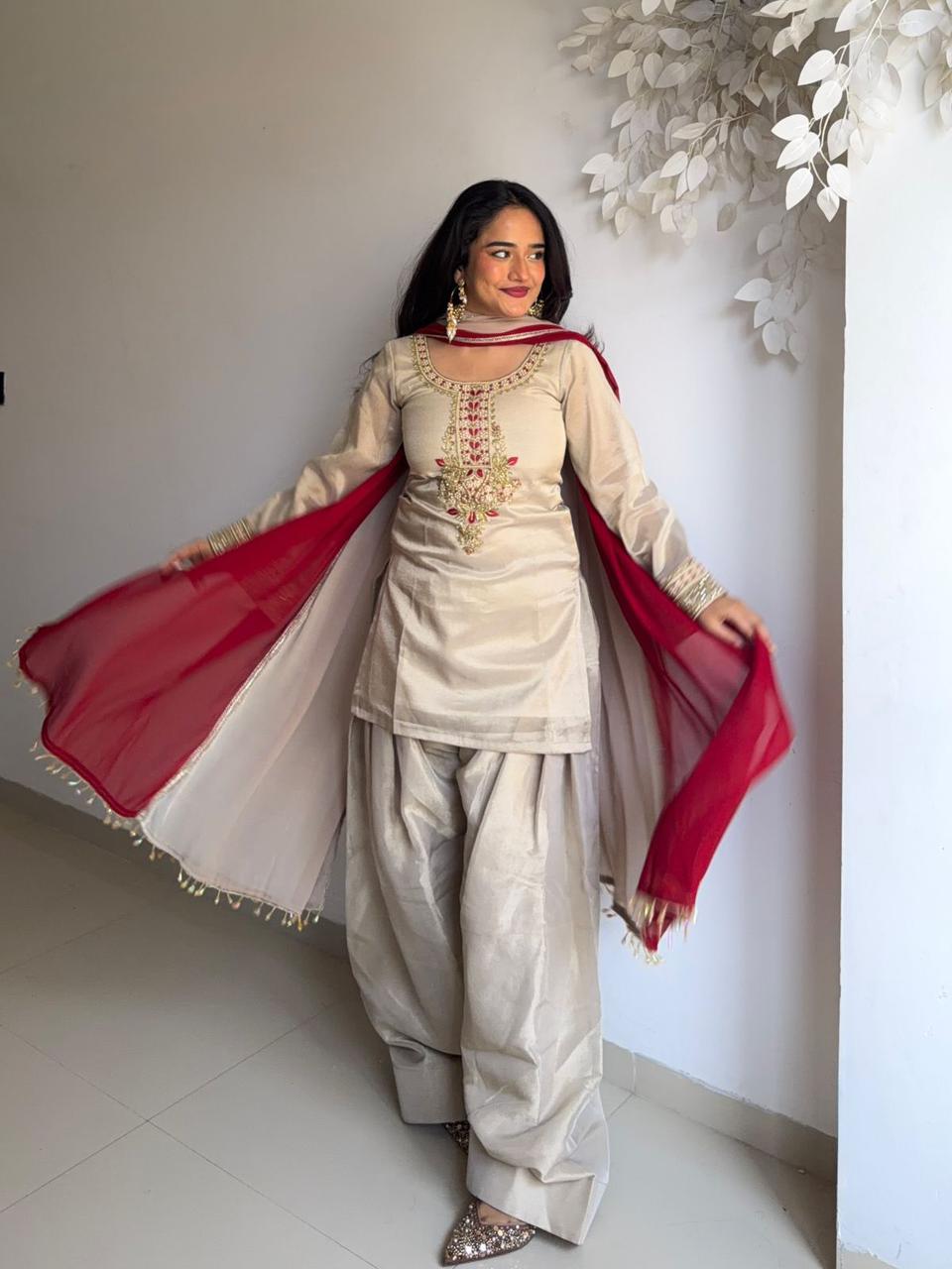 NCO 174 Tebby Organza Embroidery Thread Work Readymade Salwar Suit