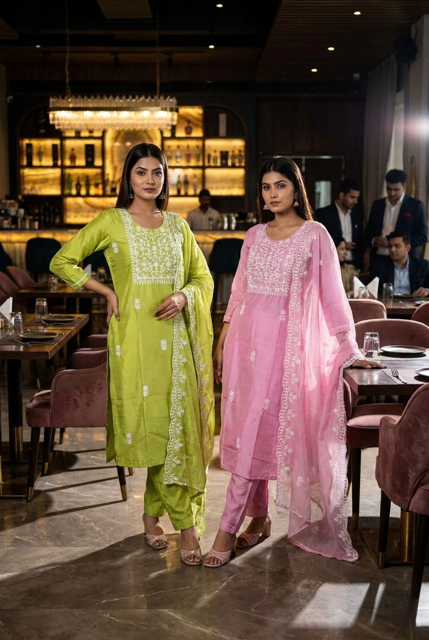 Lekha KL 2105 Silk Blend Embroidery Kurti Bottom With Dupatta