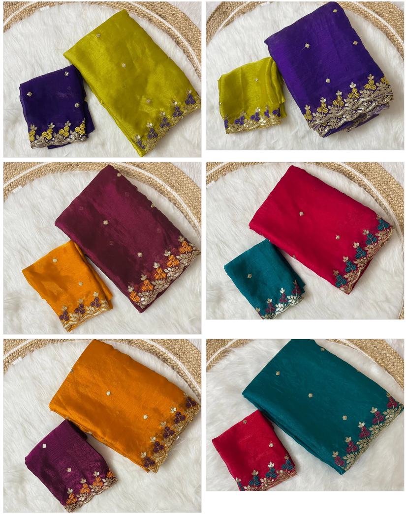 Anguri Ah Frendy Chiffon Floral Embroidered Saree Collection