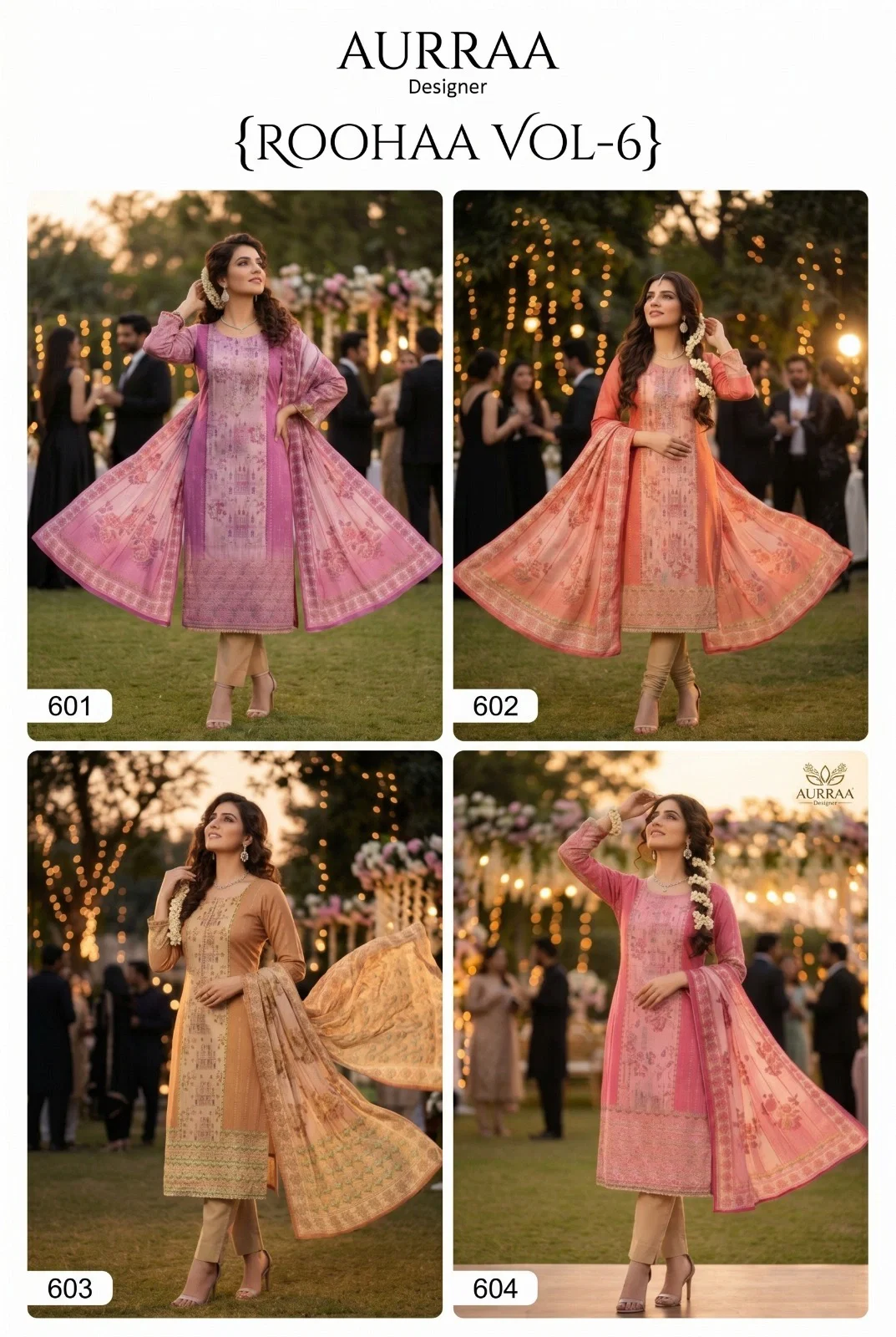 Aurraa Rooha Vol 6 Viscose Cotton Banarasi Straight Top With Bottom And Dupatta Readymade