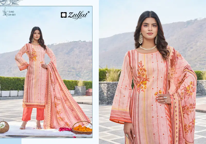 Zulfat Farida Cotton Printed Fancy Dress Material