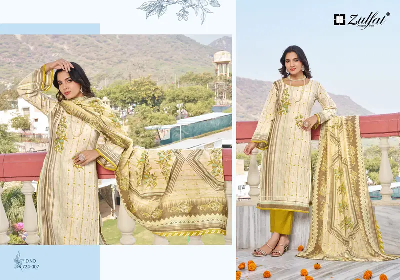 Zulfat Farida Cotton Printed Fancy Dress Material