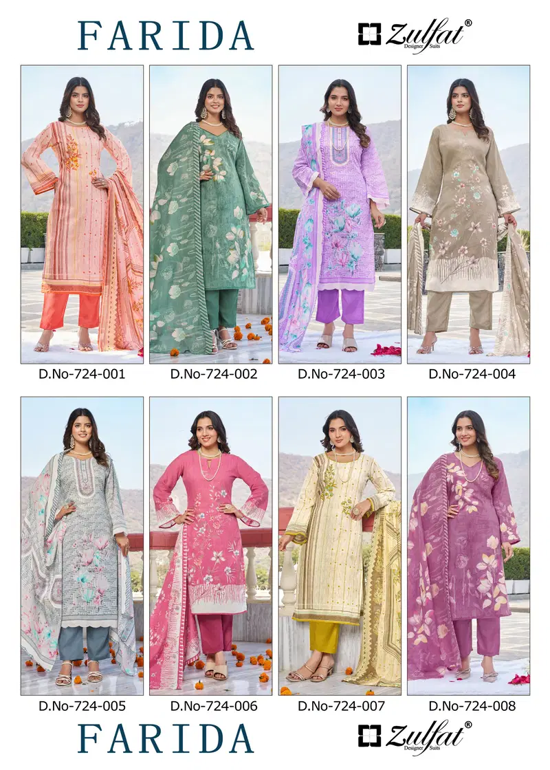 Zulfat Farida Cotton Printed Fancy Dress Material