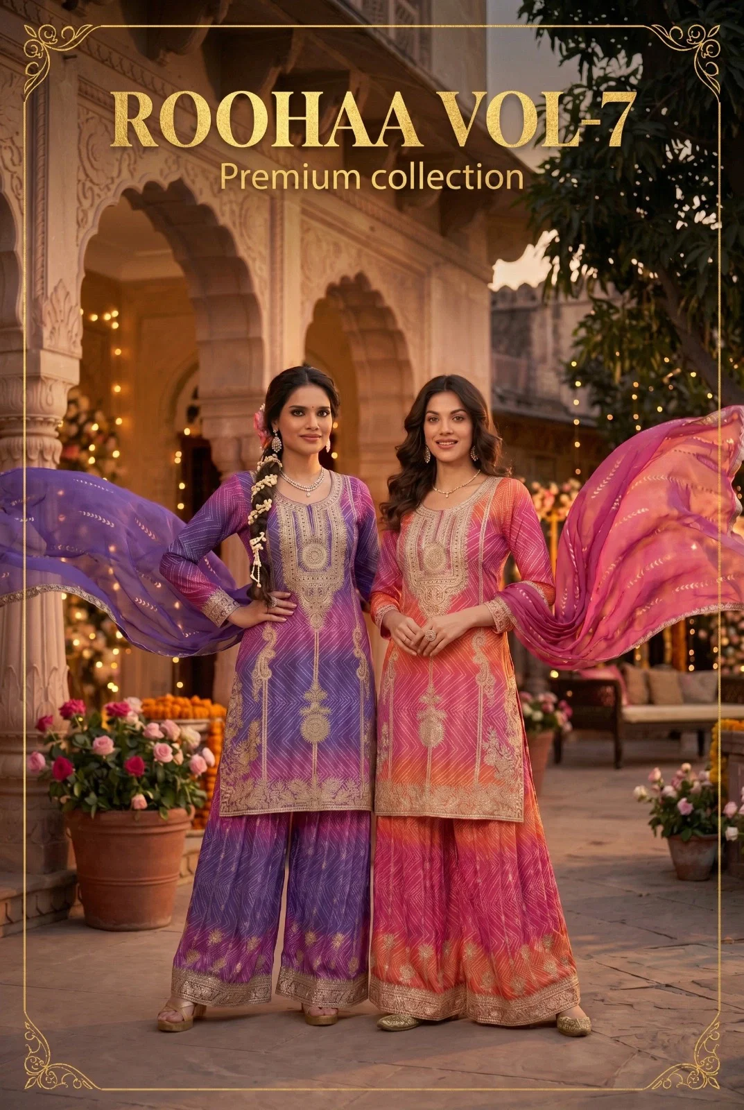 Aurraa Rooha Vol 7 Premium Chinon Silk Sharara Pair Readymade