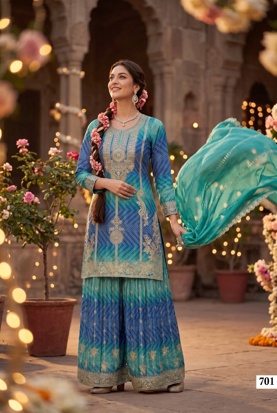 Aurraa Rooha Vol 7 Premium Chinon Silk Sharara Pair Readymade