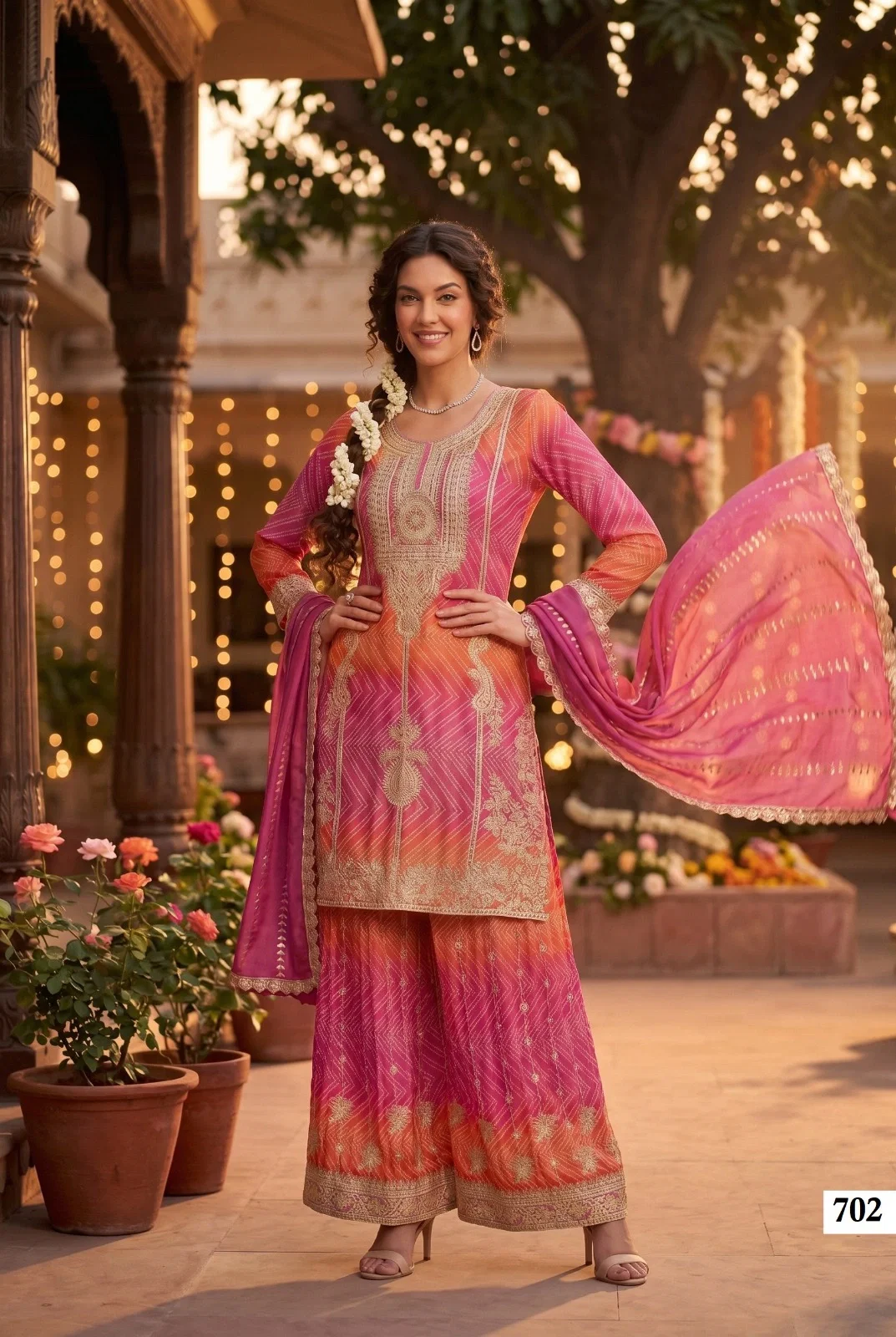 Aurraa Rooha Vol 7 Premium Chinon Silk Sharara Pair Readymade
