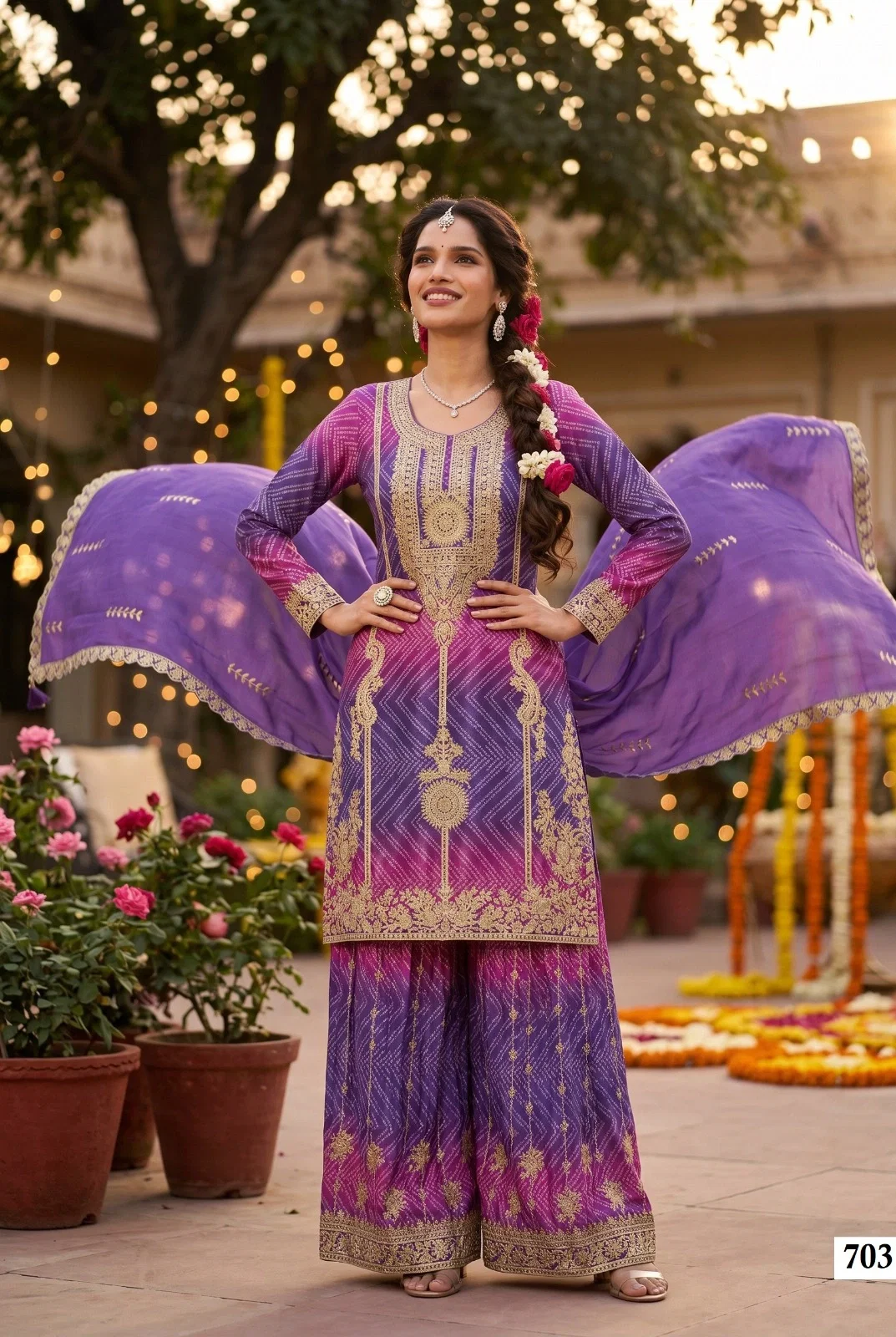 Aurraa Rooha Vol 7 Premium Chinon Silk Sharara Pair Readymade