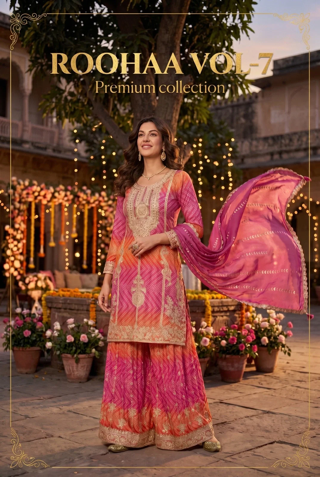 Aurraa Rooha Vol 7 Premium Chinon Silk Sharara Pair Readymade
