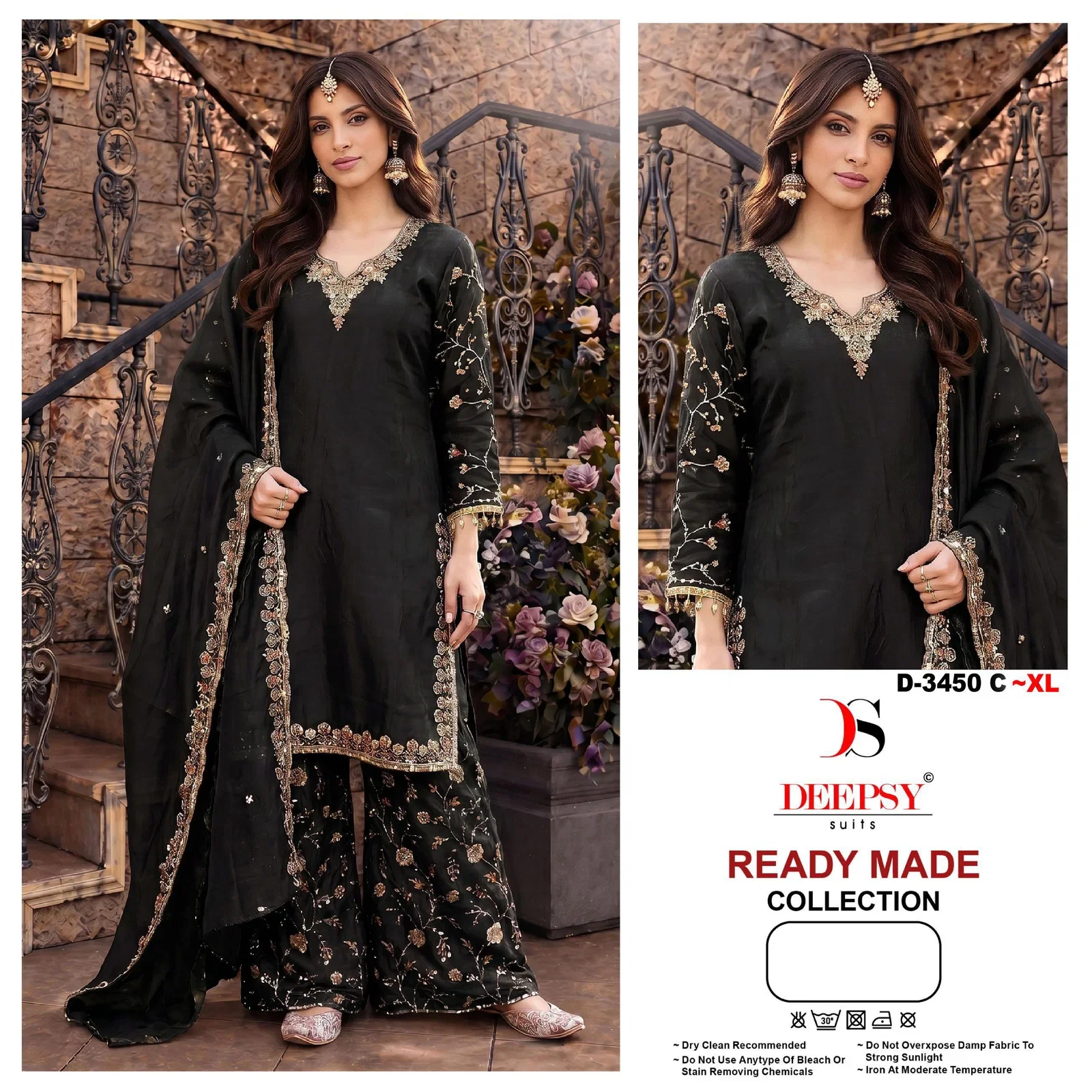 Deepsy D 3450 Readymade Fandy Satin Beats Worked Salwar Kameez