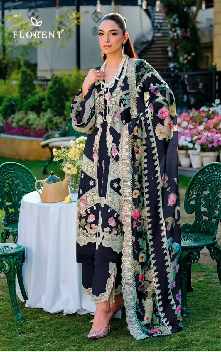 Florent 1074 A To D Cambric Cotton Embroidered Salwar Kameez
