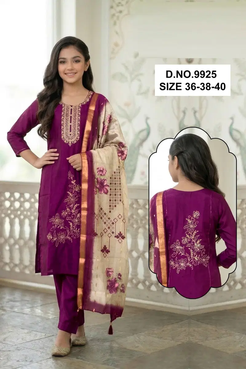 Tanishka 9923 And 9925 Roman Glass Silk Kurti With Bottom Dupatta