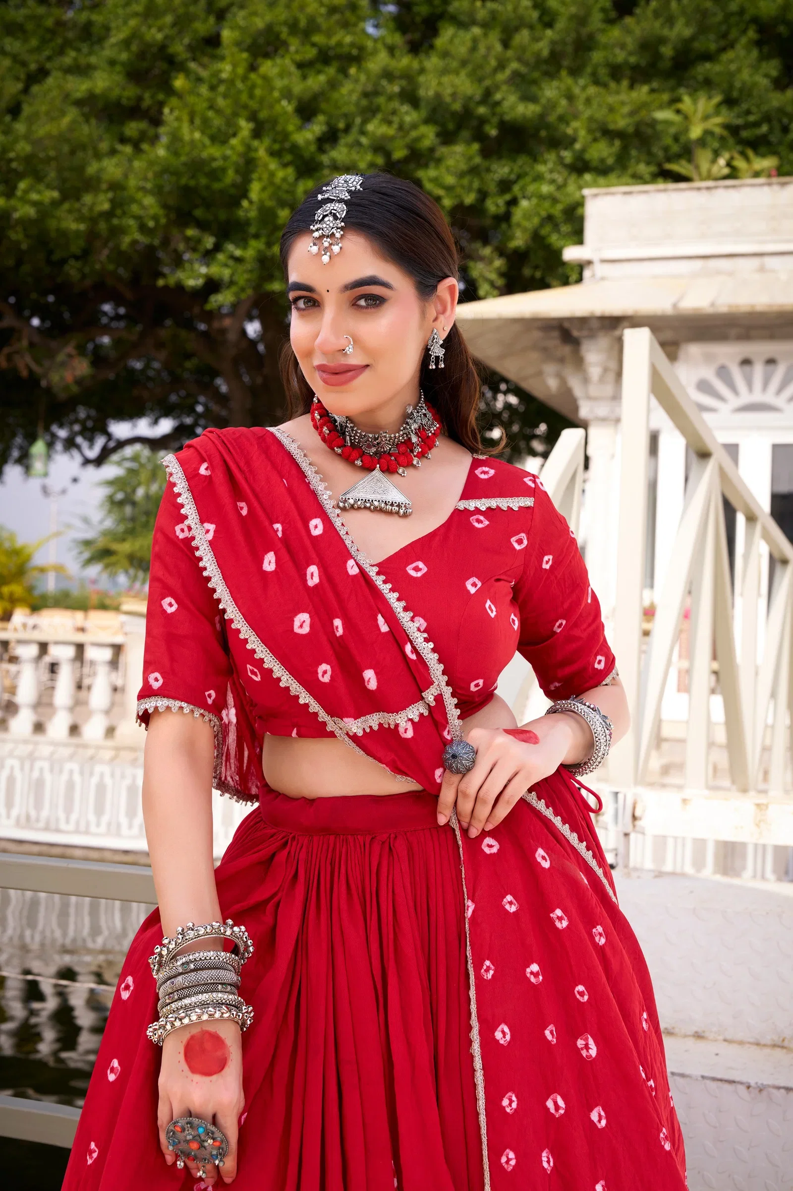 Taraa L 1663 Pure Chanderi Bandhej Printed Lehenga Choli