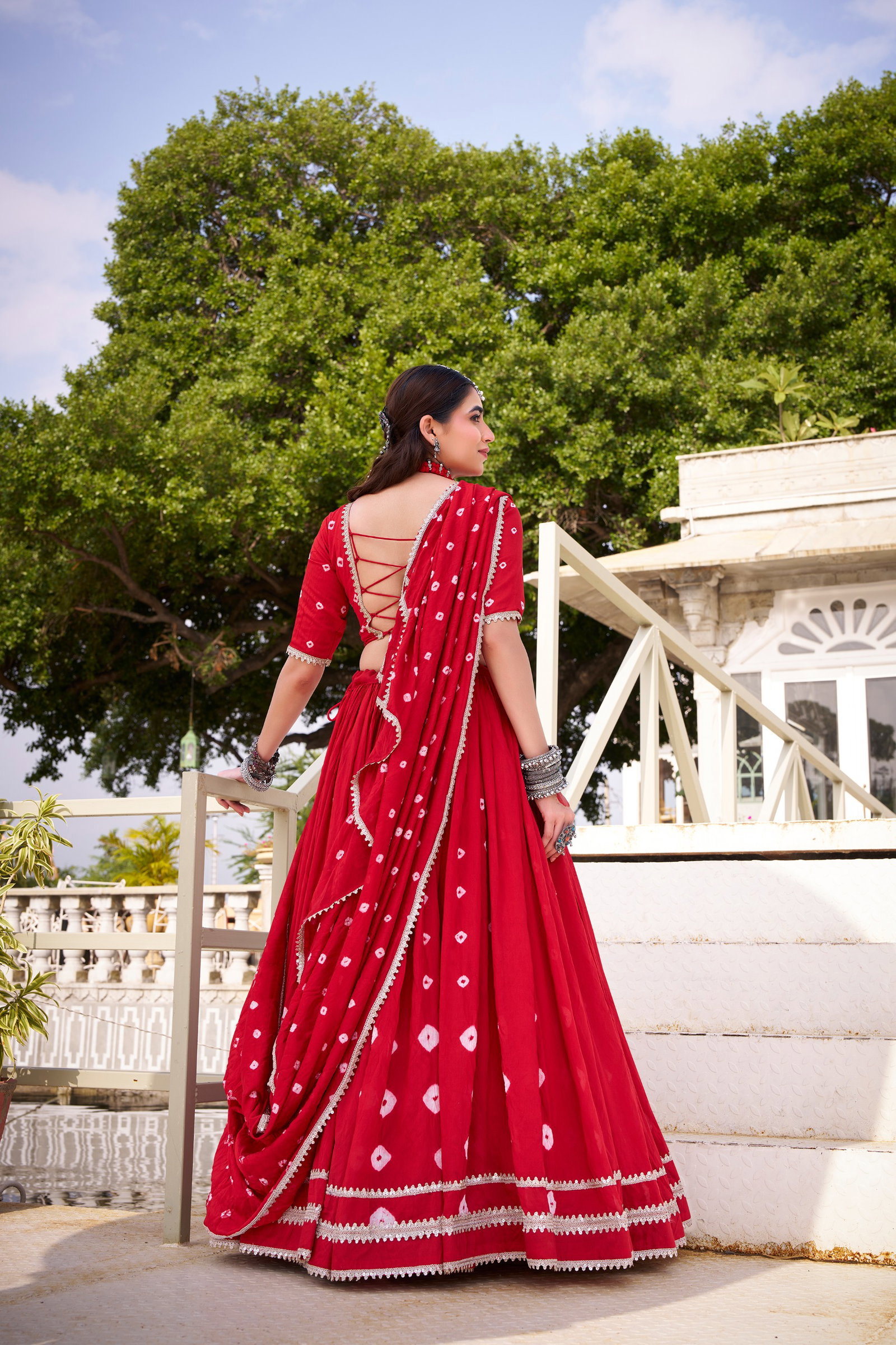 Taraa L 1663 Pure Chanderi Bandhej Printed Lehenga Choli