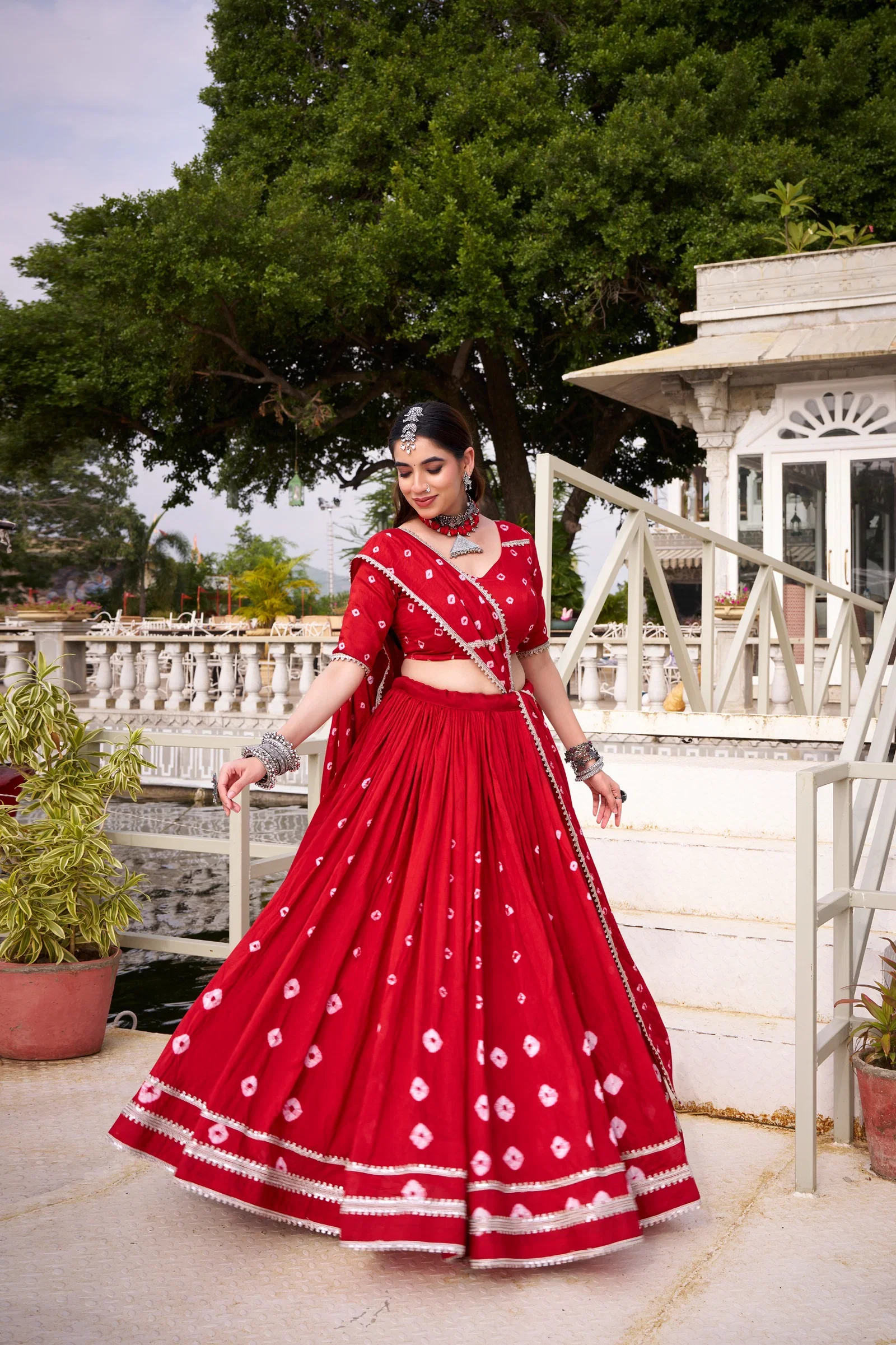 Taraa L 1663 Pure Chanderi Bandhej Printed Lehenga Choli