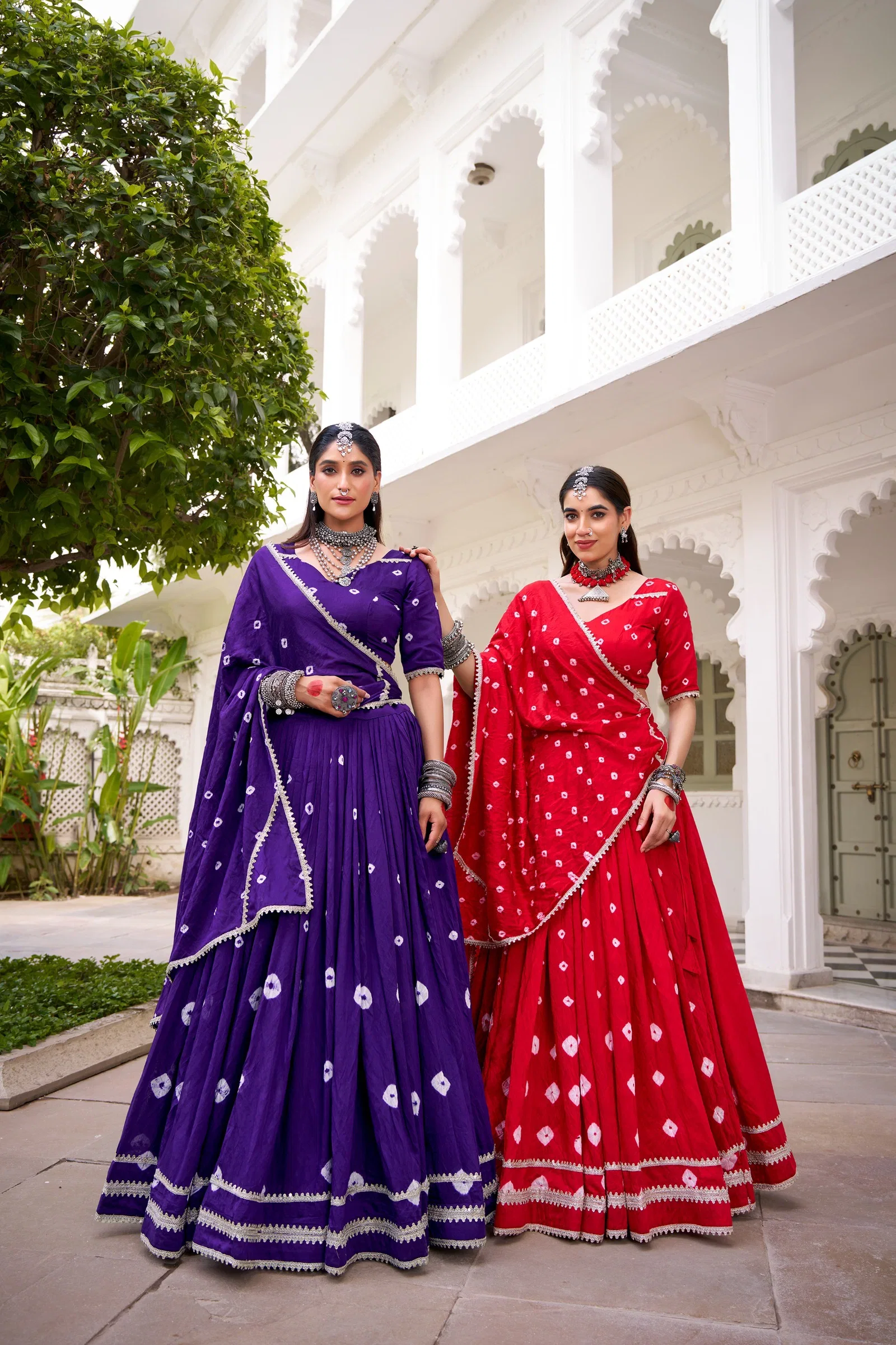 Taraa L 1663 Pure Chanderi Bandhej Printed Lehenga Choli