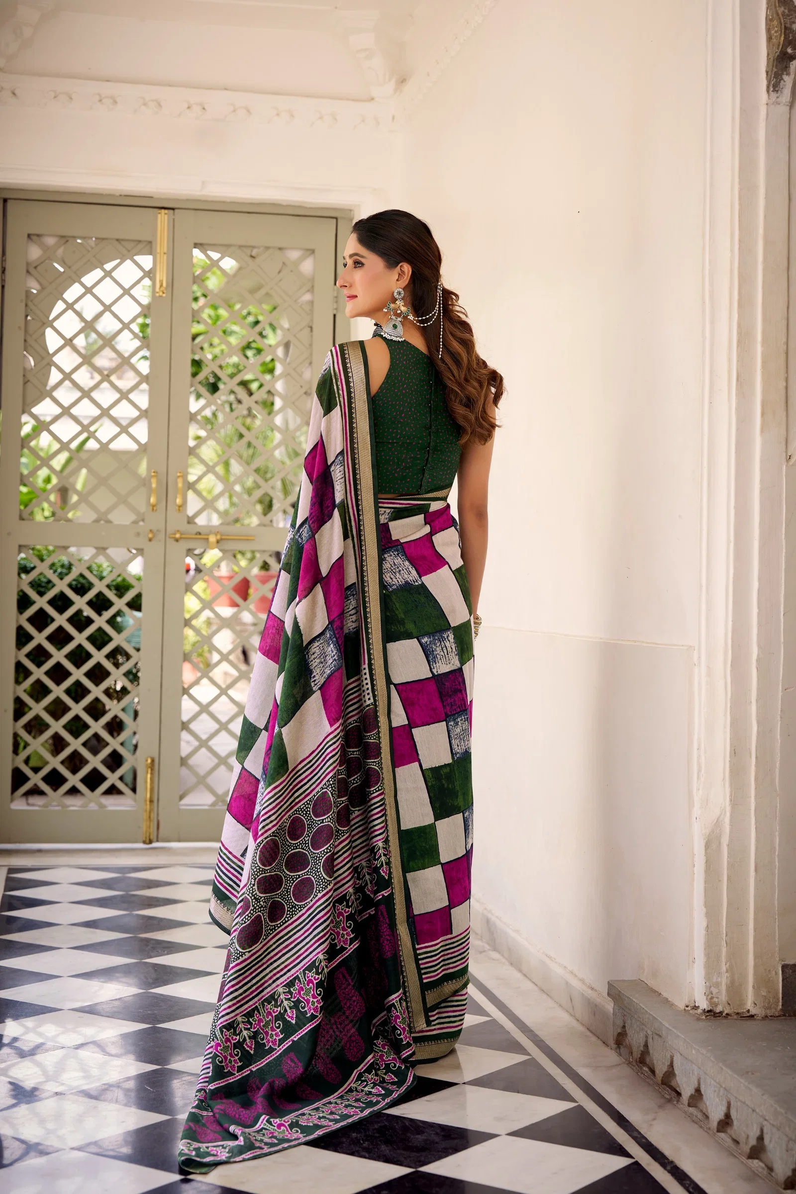 Taraa L 7045 Polyester Viscose Chanderi Printed Saree Collection