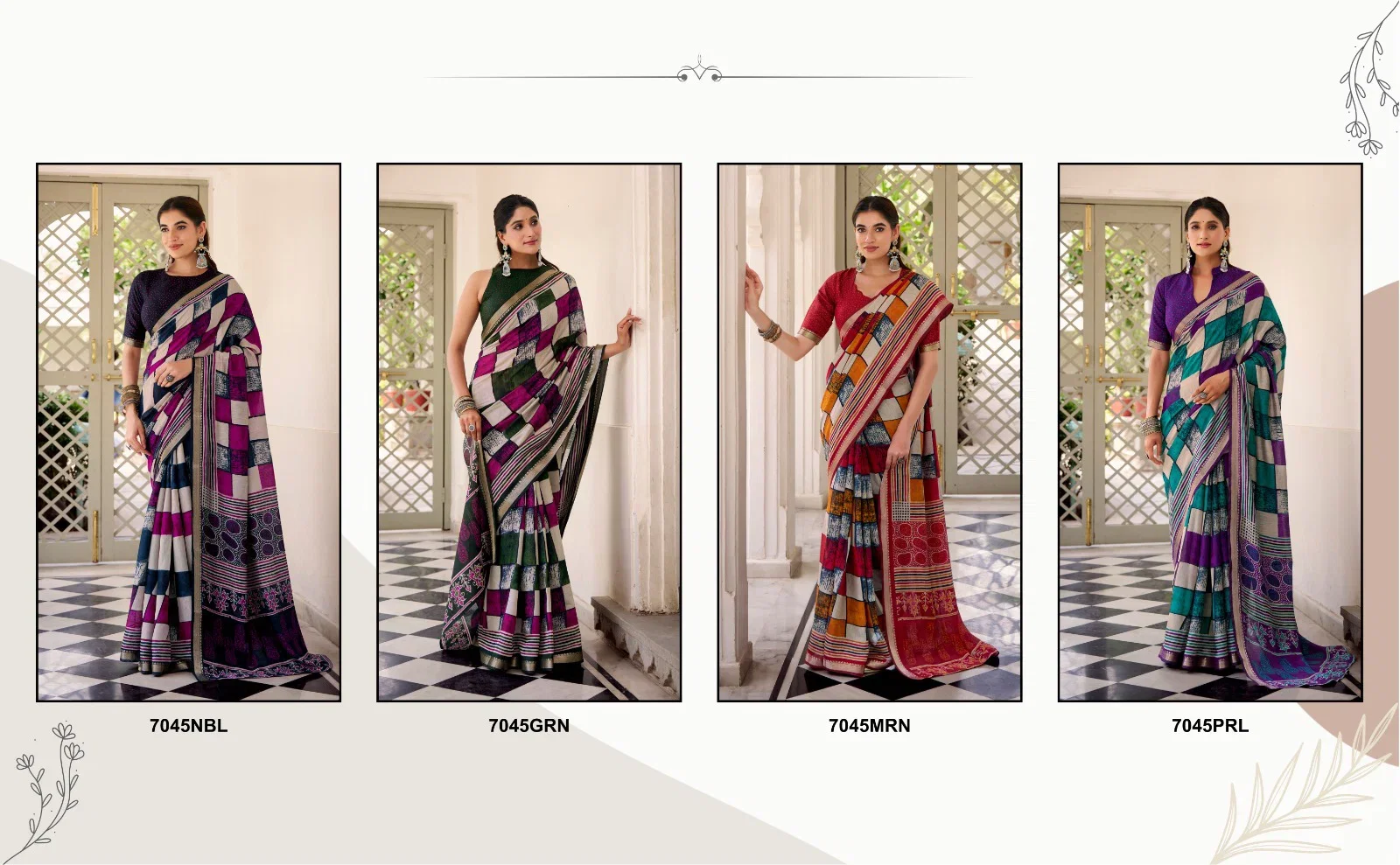Taraa L 7045 Polyester Viscose Chanderi Printed Saree Collection