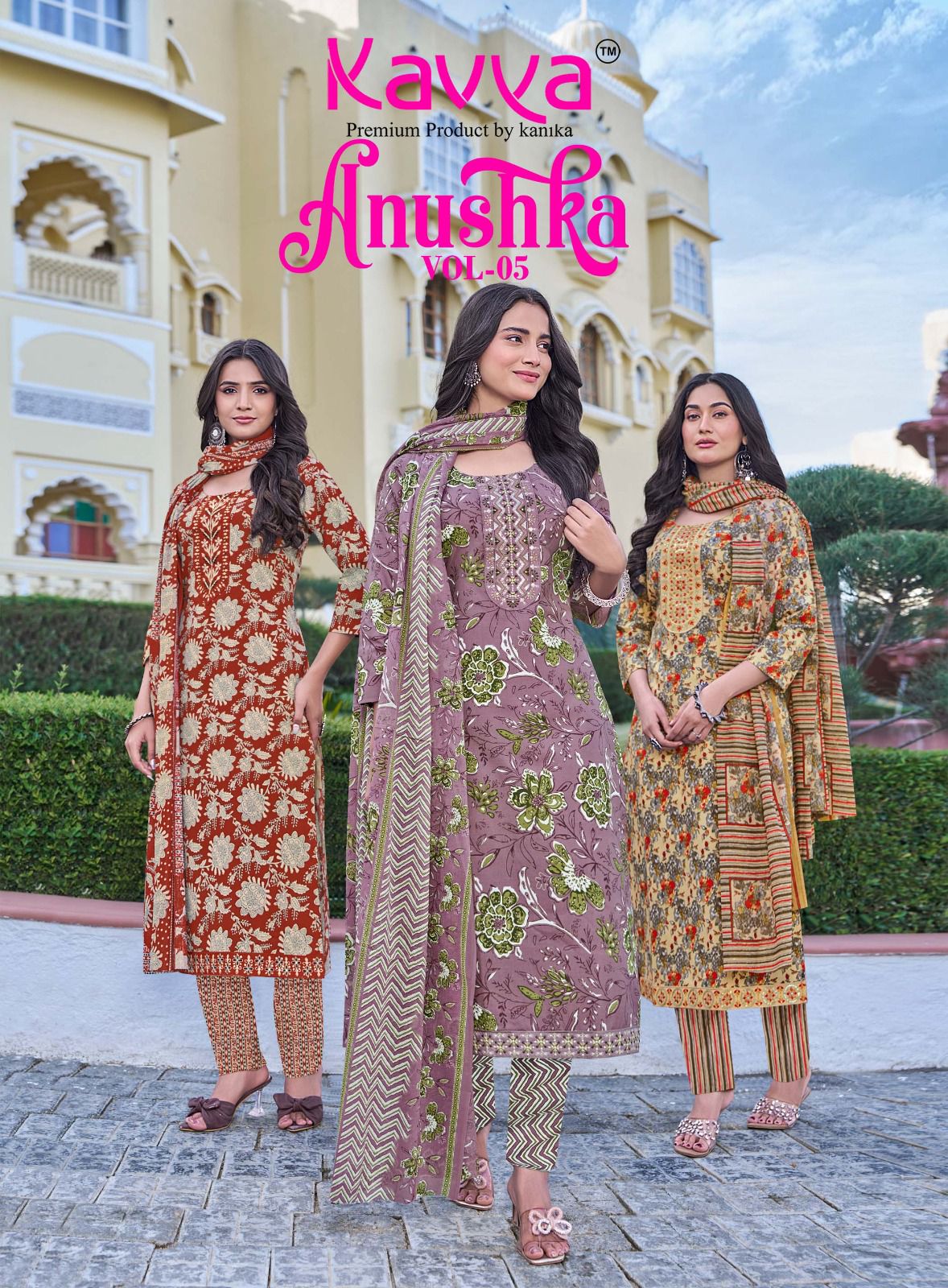 Kavya Anushka Vol 5 Malaysian Cotton Printed Kurti Bottom With Dupatta