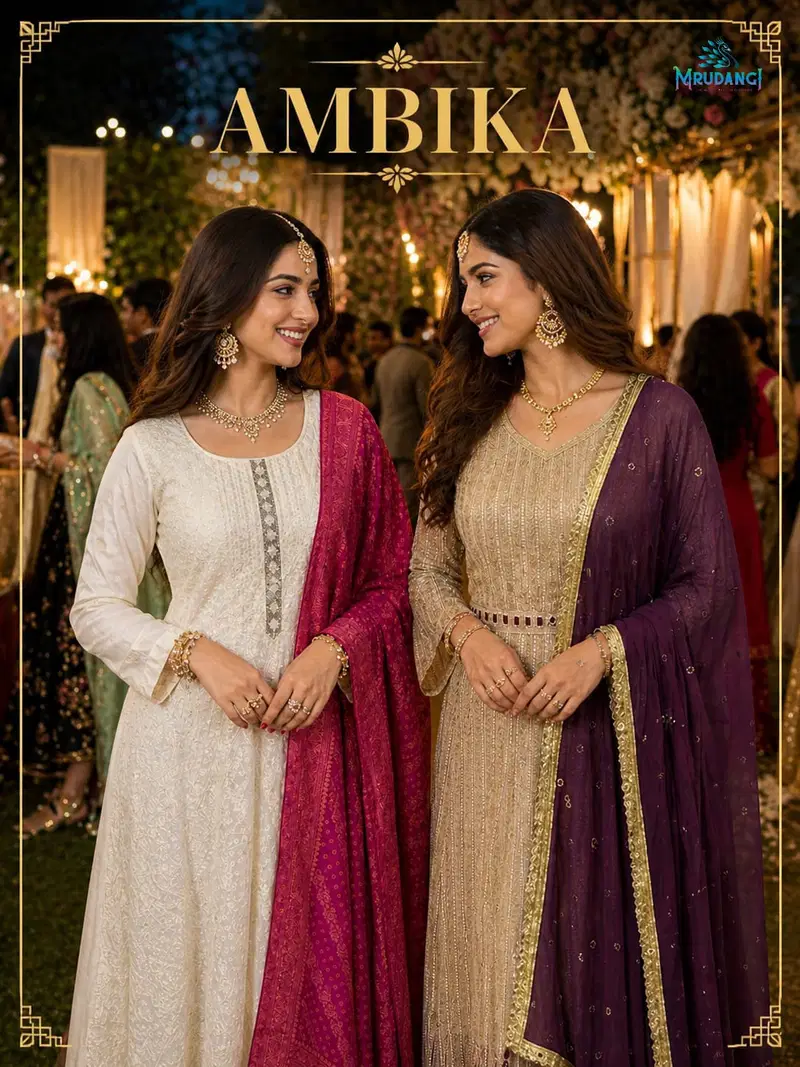 Mrudangi Ambika Georgette Chikankari Embroidered Gown Collection
