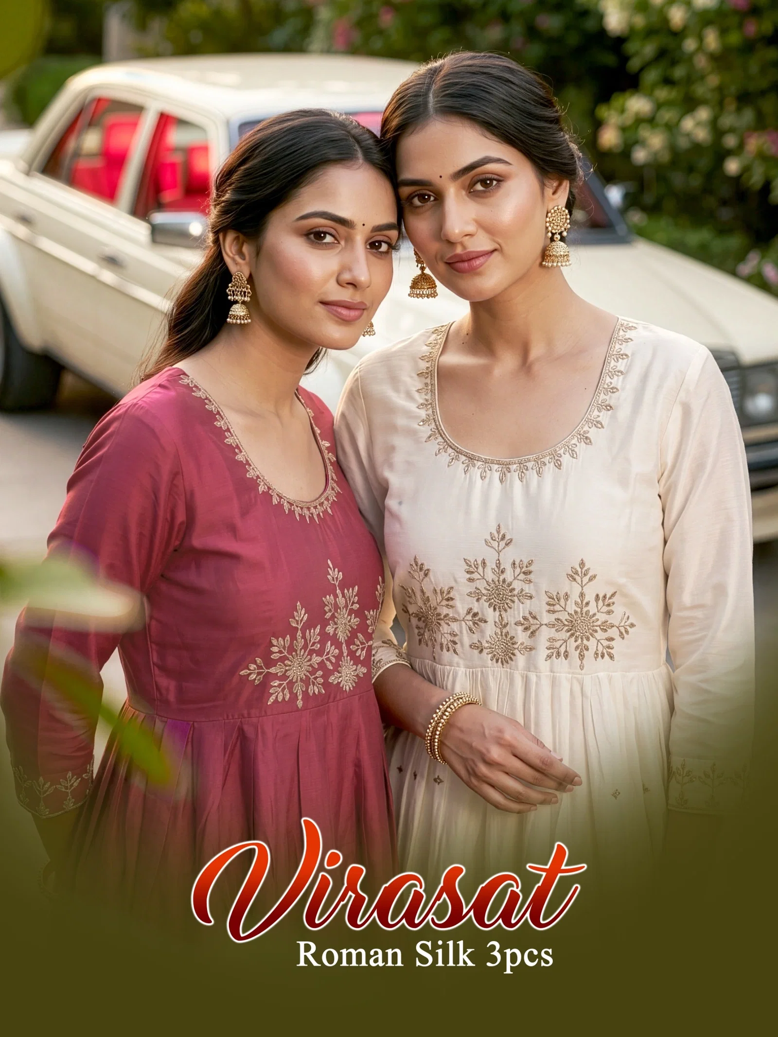 Dnp Virasat Silk Roman Top Bottom With Dupatta