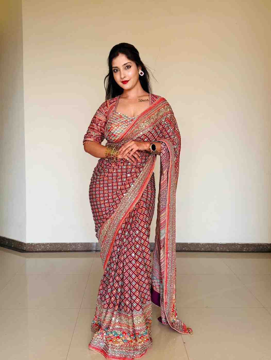 Kc 2122 Soft Chinon Gold Zari Worked Party Wear Saree Collection