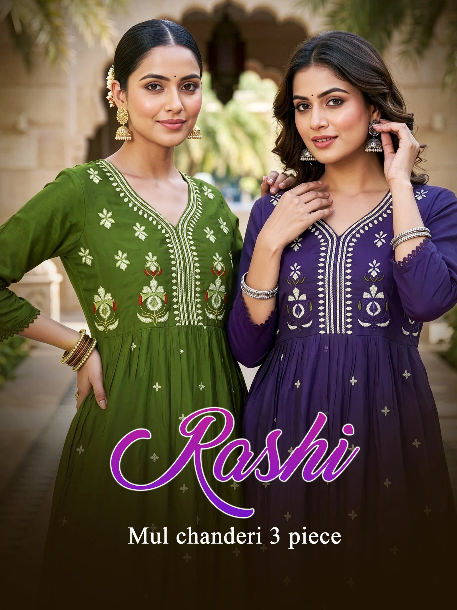Dnp Rashi Mul Chanderi Top Bottom With Dupatta