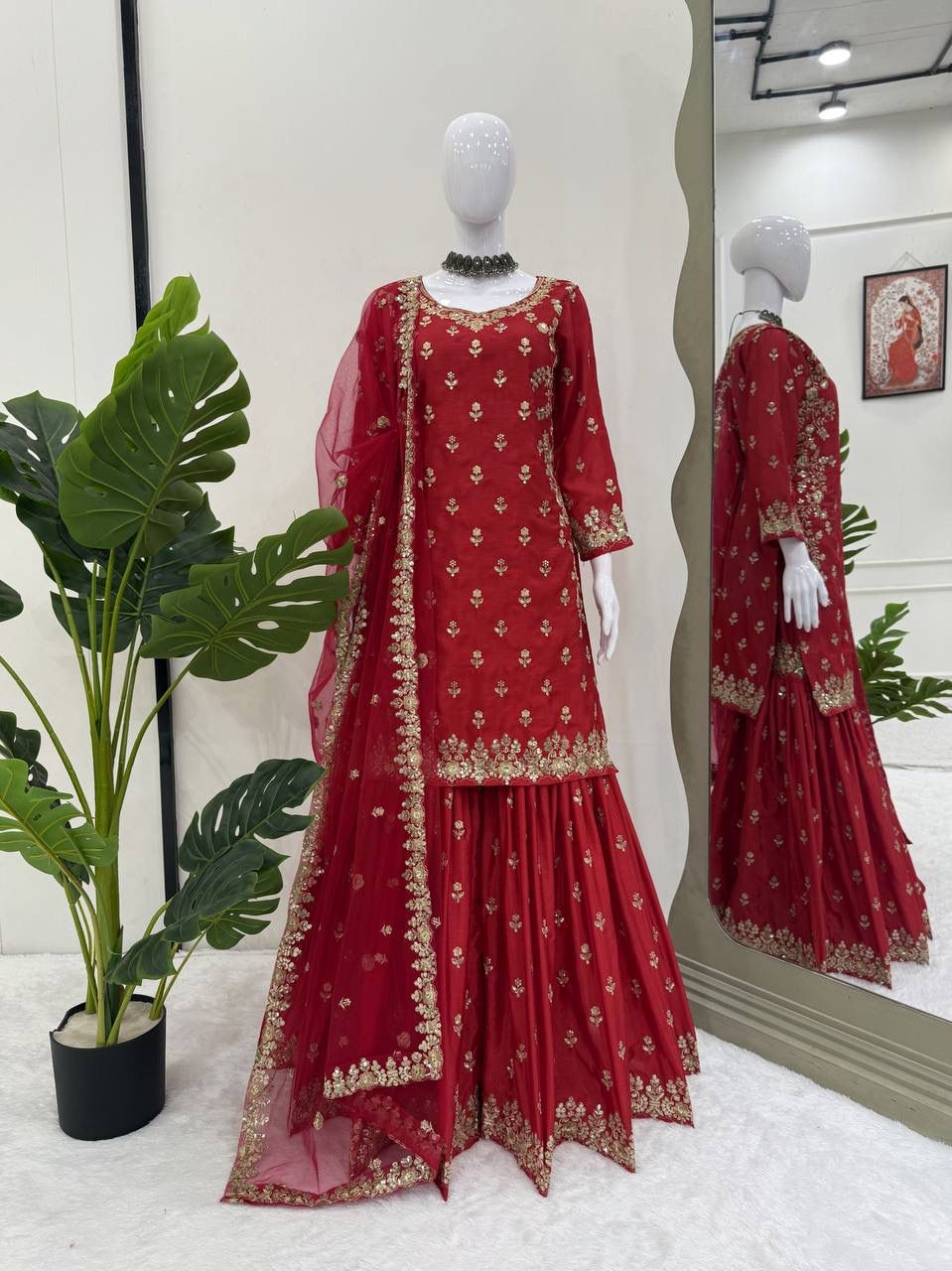 Glory 5904 Chinon Silk Top Sharara With Dupatta