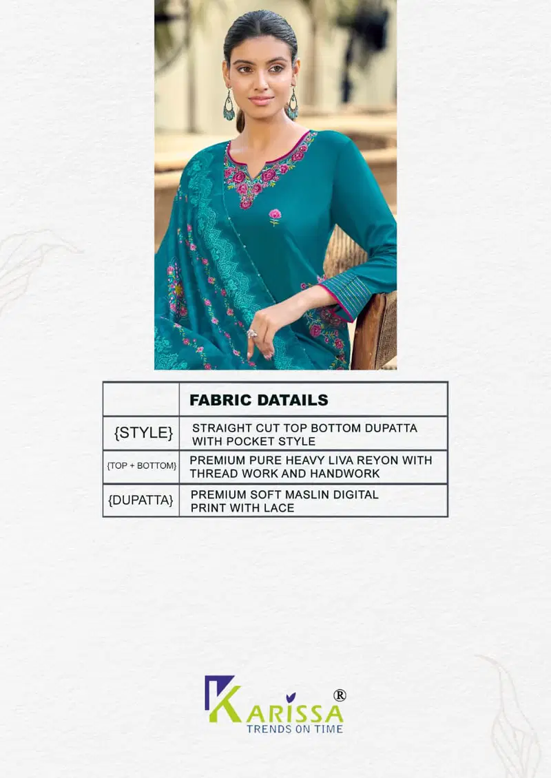 Karissa Aastha Vol 2 Rayon Thread Worked Kurti With Bottom Dupatta