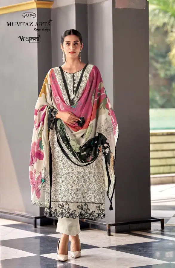 Mumtaz Arts Khwaab Chiffon Dupatta Jam Viscose Digital Printed Dress Material