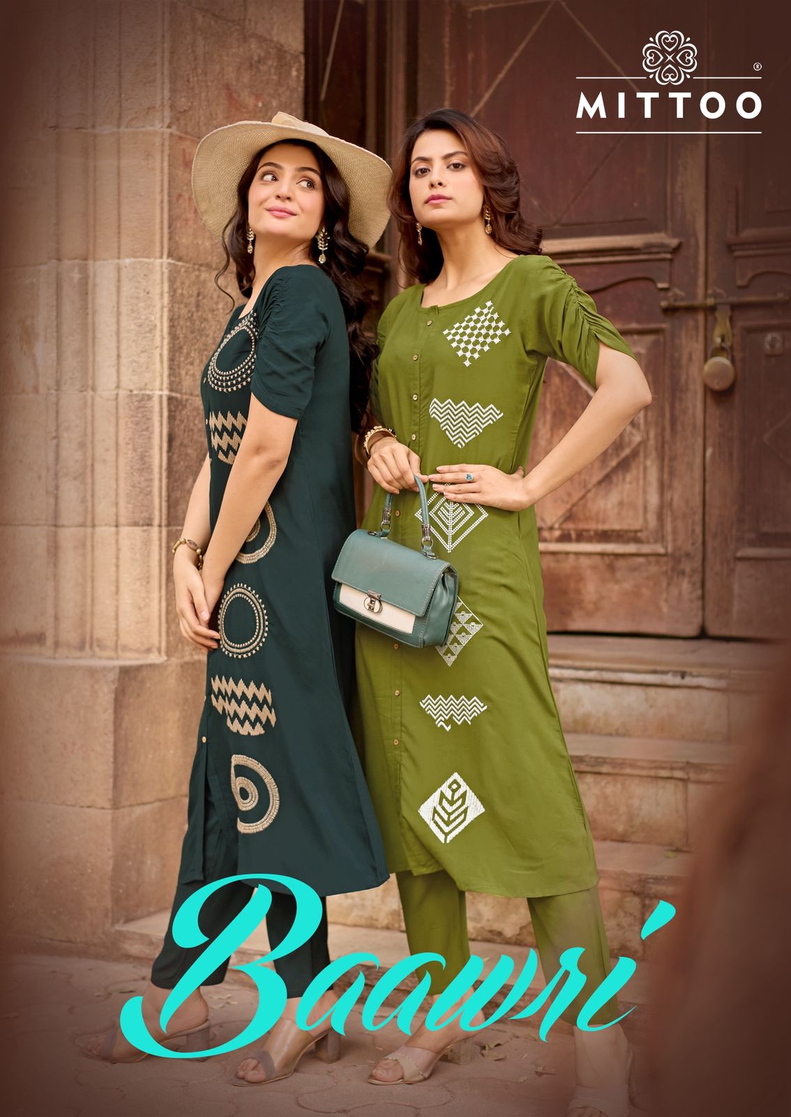 Mittoo Baawari Rayon Cotton Thread Worked Kurti With Bottom Collection