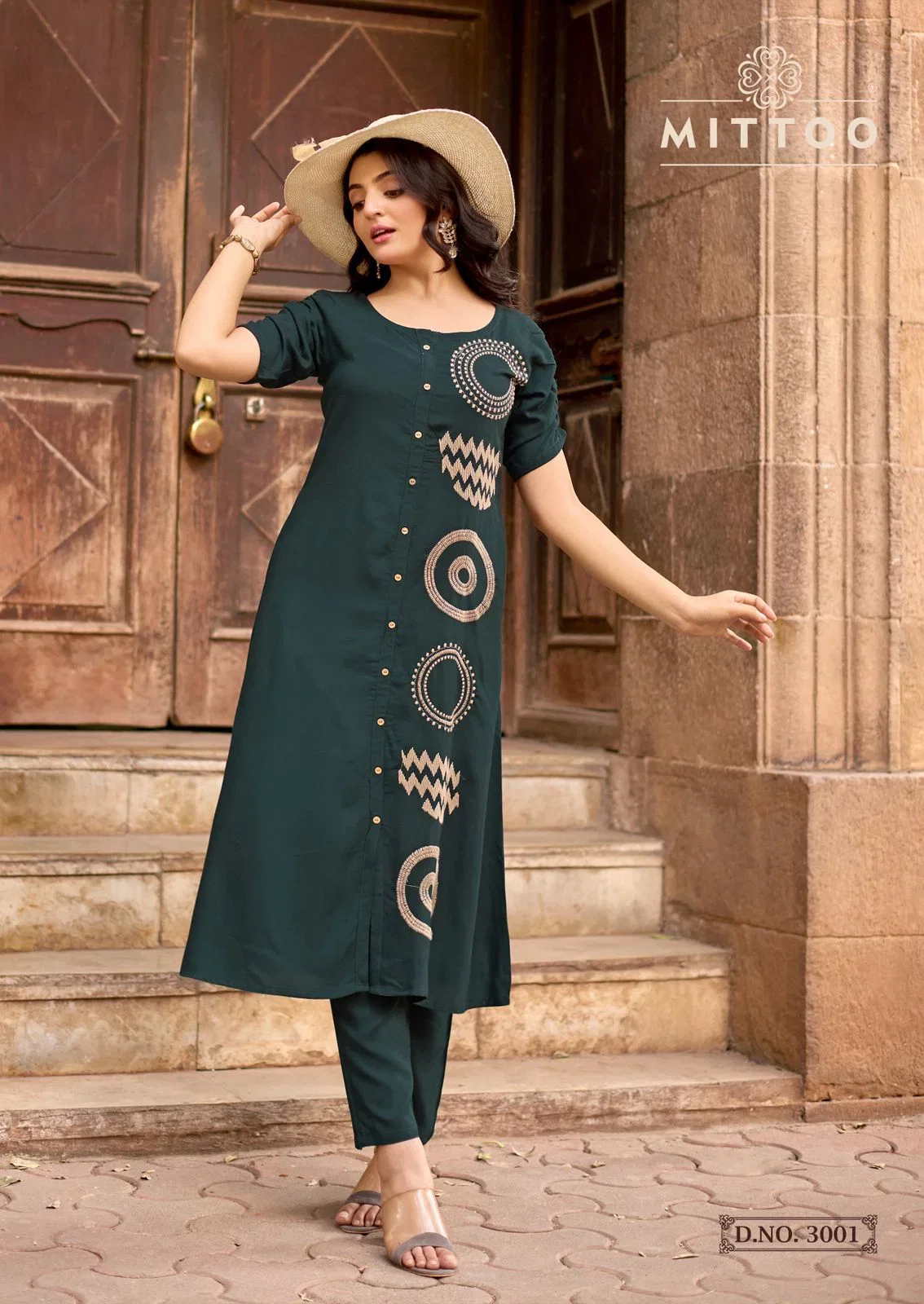 Mittoo Baawari Rayon Cotton Thread Worked Kurti With Bottom Collection