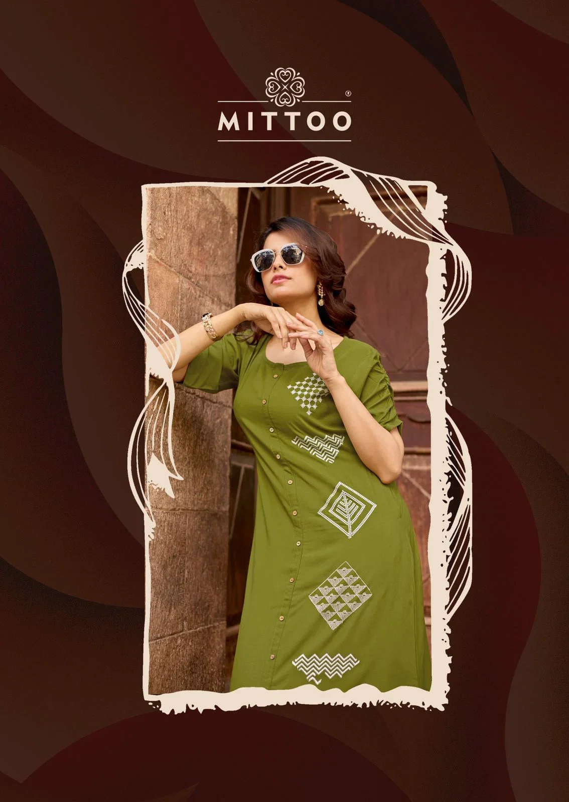 Mittoo Baawari Rayon Cotton Thread Worked Kurti With Bottom Collection