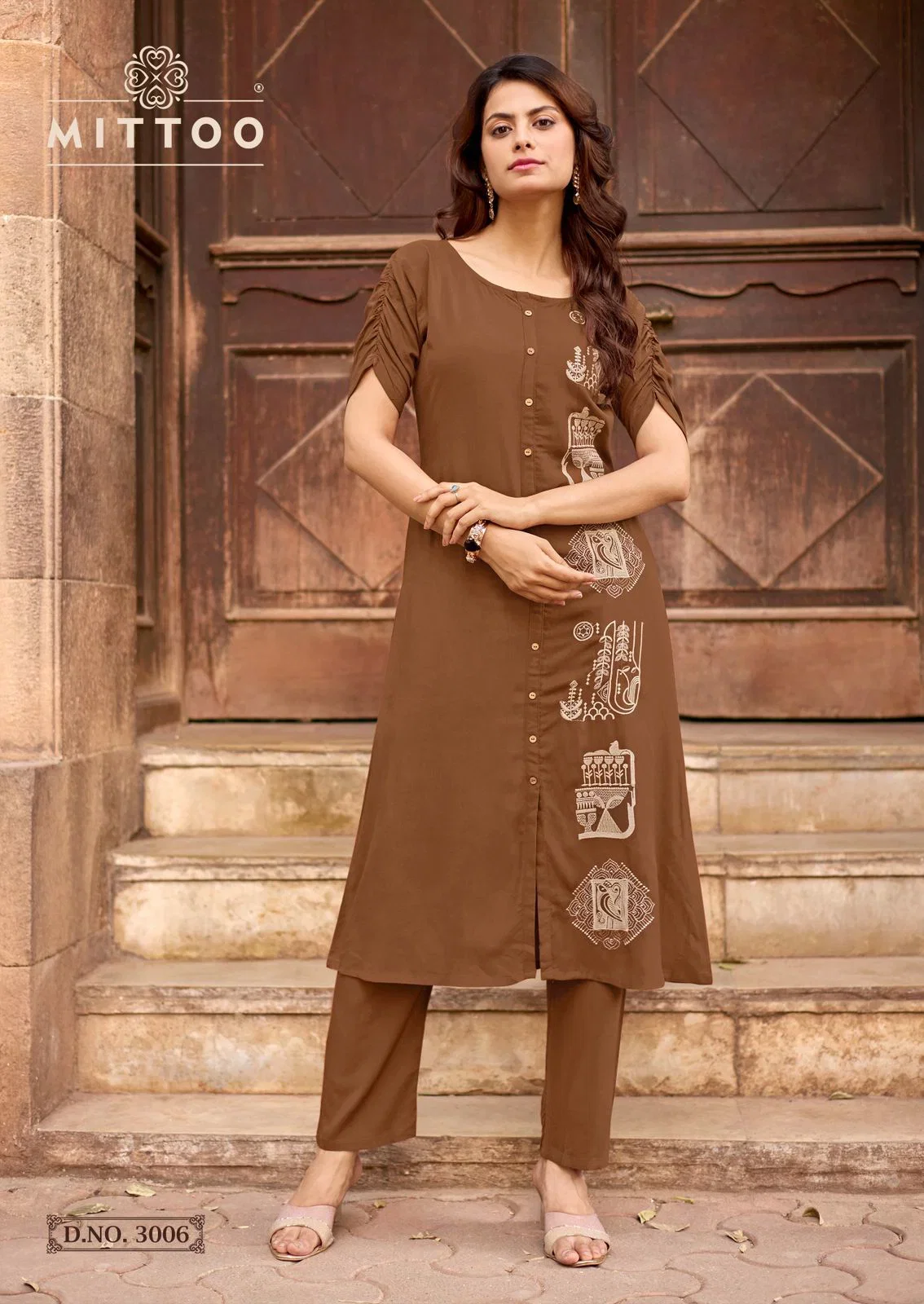 Mittoo Baawari Rayon Cotton Thread Worked Kurti With Bottom Collection