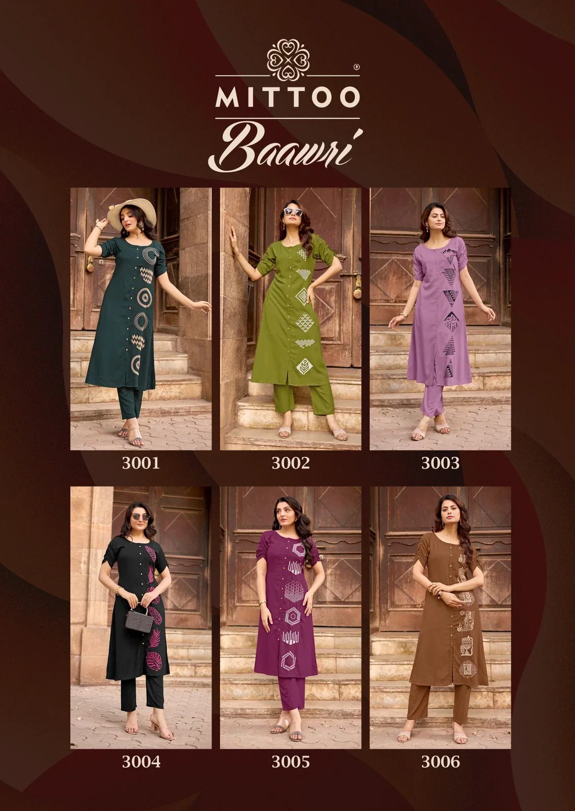 Mittoo Baawari Rayon Cotton Thread Worked Kurti With Bottom Collection