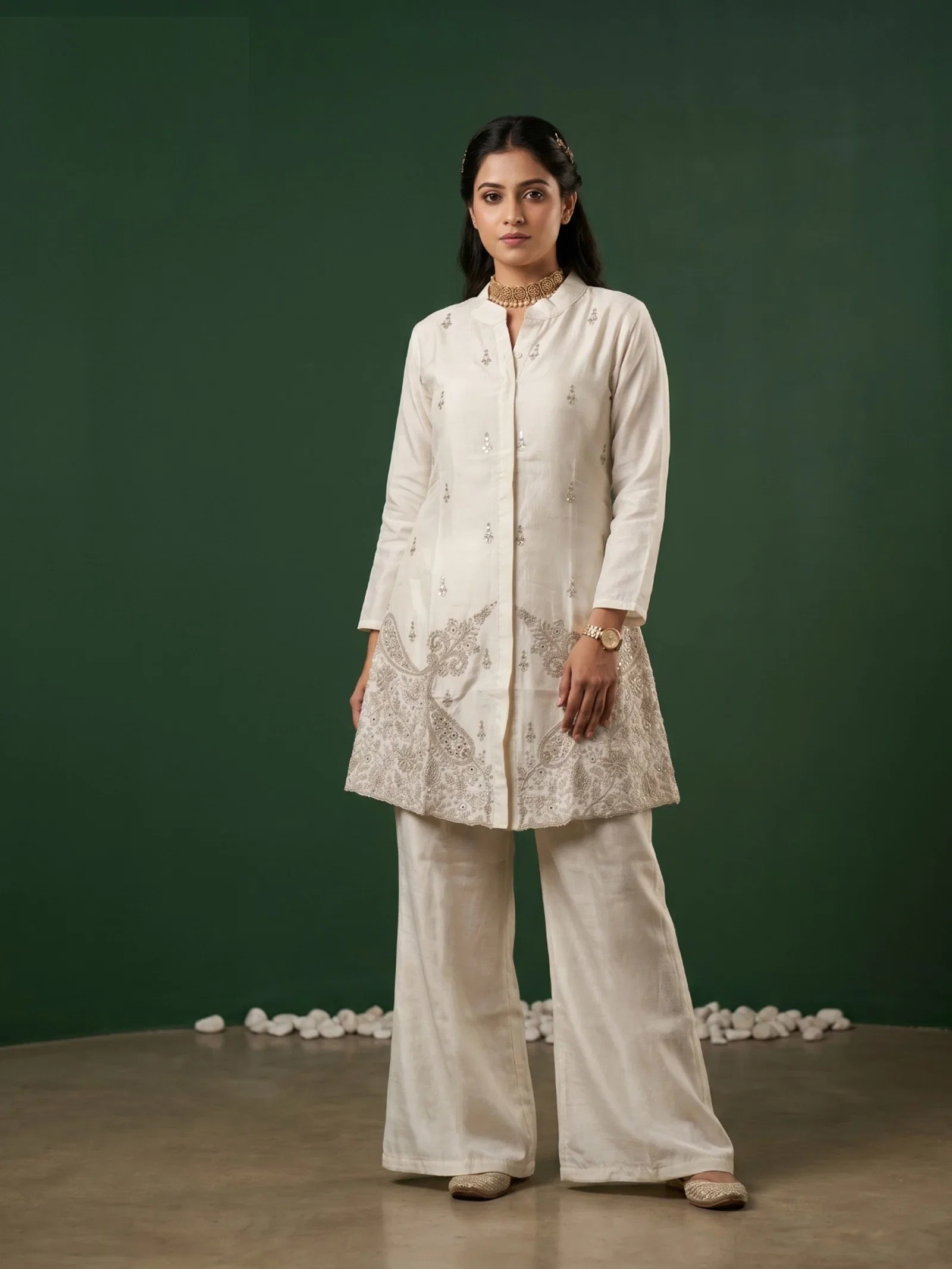 Naisha K 892 Roman Glass Heavy Work Co Ord Set Collection