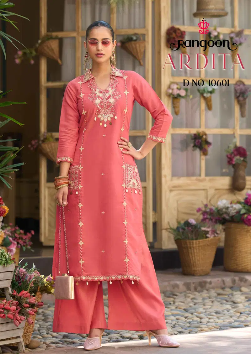 Rangoon Ardita Viscose With Fancy Embroidery Work Kurti With Bottom Dupatta