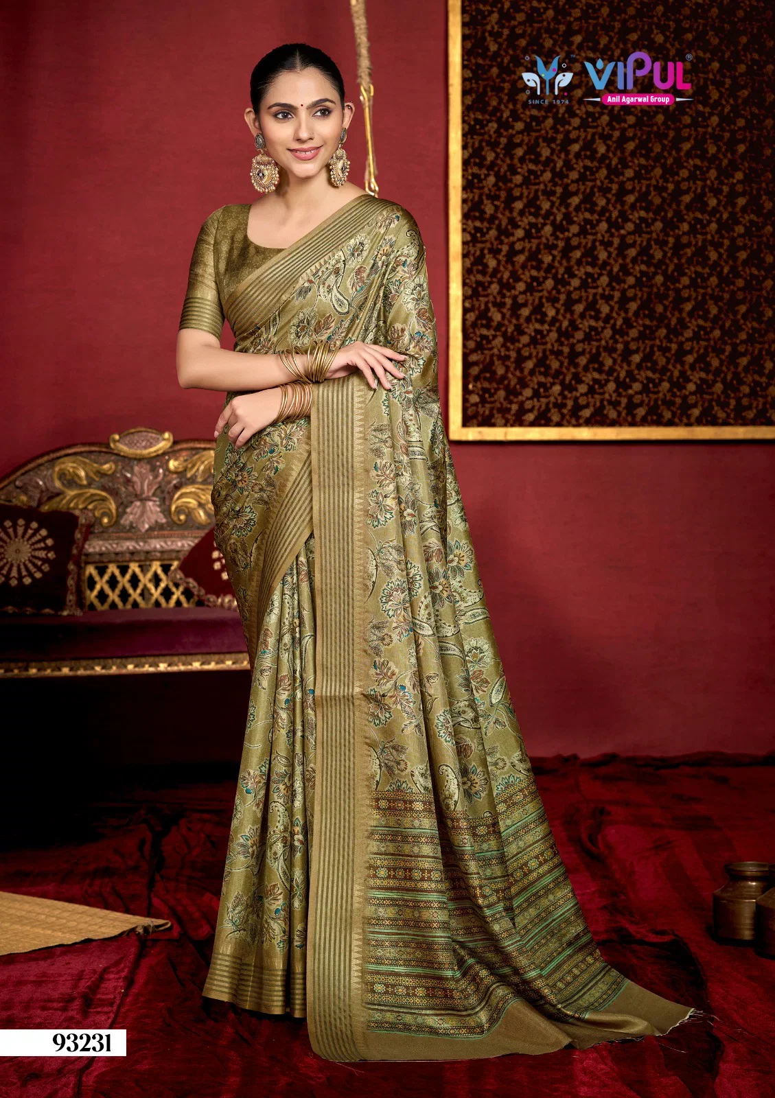 Vipul 93231 To 93239 Mal Cotton Digital Printed Saree Collection
