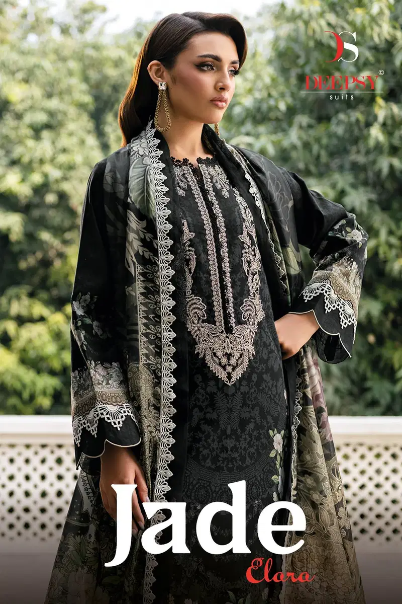 Deepsy Jade Elara Chiffon Dupatta Cotton Embroidered Salwar Kameez