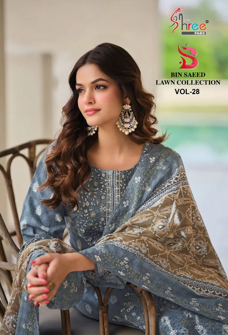 Shree Bin Saeed Lawn Collection Vol 28 Cotton Embroidered Pakistani Suit