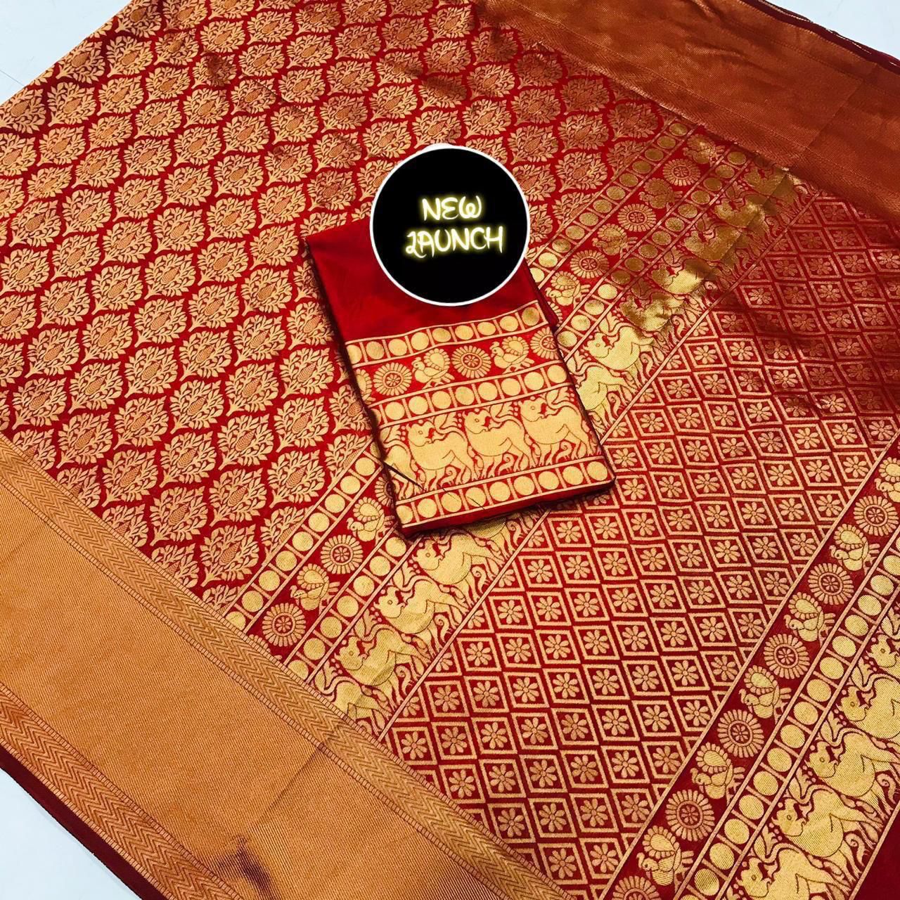 Soft Silk 3024 Lichi Silk With Jacquard Worked Saree Collection