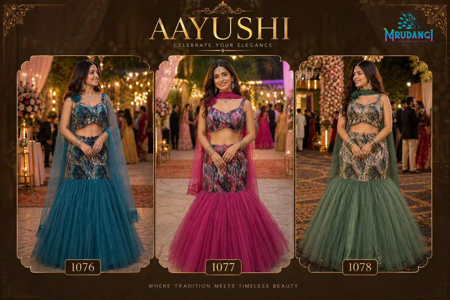 Mrudangi Aayushi Net Seuqence Worked Designer Indowestern Collection