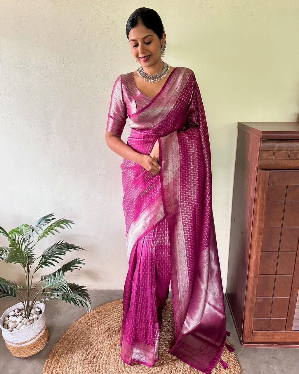 Soft Silk 7002 Lichi Silk Jacquard Work Saree Collection